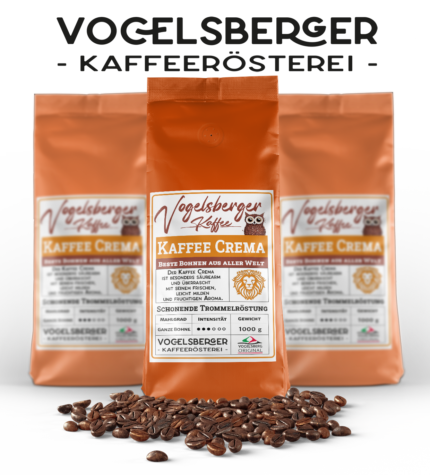 Unser Kaffee Crema wird täglich frisch im schonenden Trommelröstverfahren von Hand geröstet.