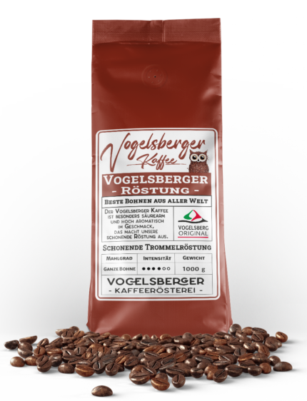 Unser Vogelsberger Kaffee wird täglich frisch im schonenden Trommelröstverfahren von Hand geröstet.